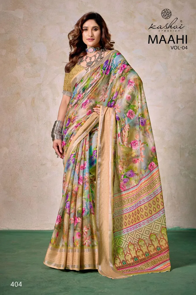 Maahi Vol 4 By Kashvi Linen Printed Saree Wholesalers In Delhi